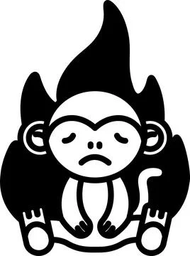 A cartoon monkey is sitting in a fire Illustrazione stock