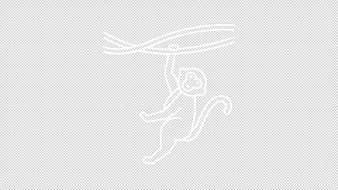 Cartoon monkey swinging white line animation Vídeo Stock 345256501