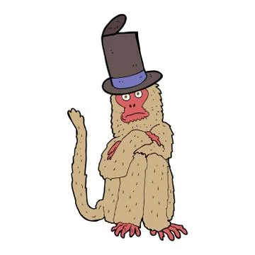 Cartoon monkey wearing hat Stock Illustration