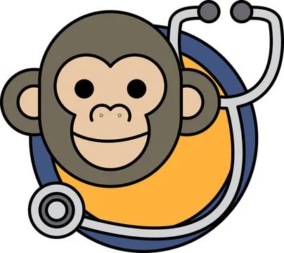 A cartoon monkey wearing a stethoscope Stock Illustration