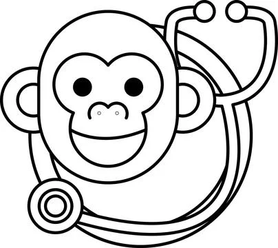 A cartoon monkey wearing a stethoscope Stock Illustration