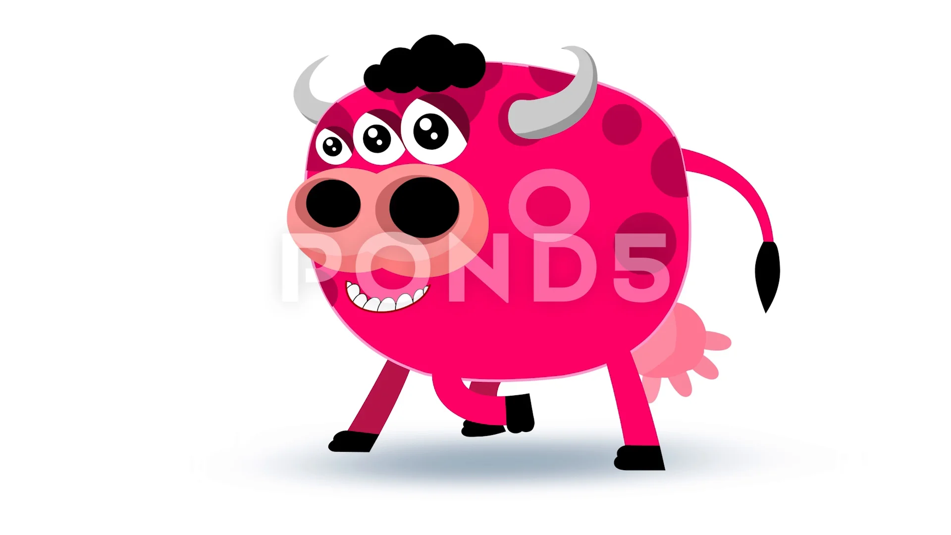 Cartoon monster cow with three eyes walk... | Stock Video | Pond5