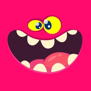 Cartoon monster face avatar. Vector Halloween monster illustration Stock Illustration