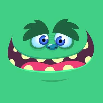 Cartoon monster face avatar. Vector Halloween monster illustration Stock Illustration