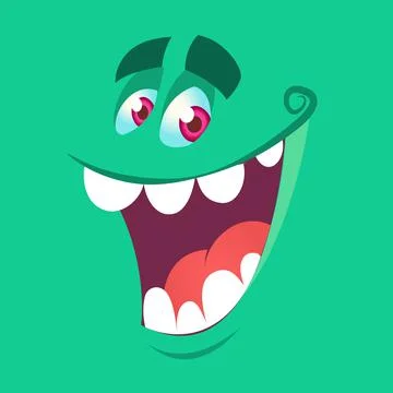 Cartoon monster face avatar. Vector Halloween monster illustration Stock Illustration