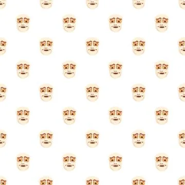 Cartoon monster face repeating seamless pattern background Stock Illustration