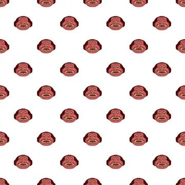 Cartoon monster heads repeating pattern on white background Illustrazione stock