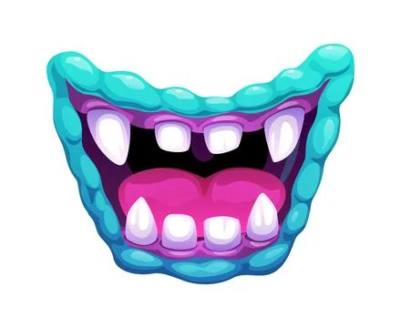 Cartoon monster mouth with sharp predator teeth Stock Illustration