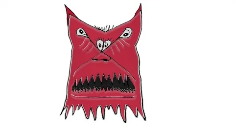 Cartoon monster moving left to right looped 2d animation Stock Footage 305670634