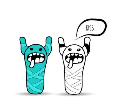 Cartoon monster with thought bubble Stock Illustration