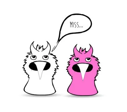 Cartoon monster with thought bubble Stock Illustration