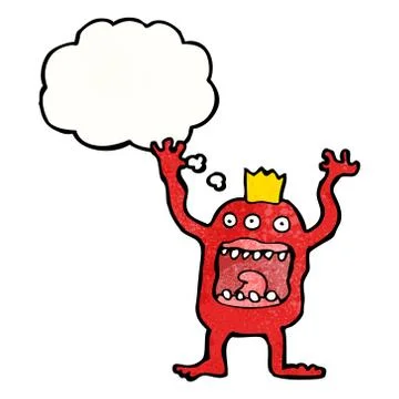 Cartoon monster with thougth bubble Illustrazione stock