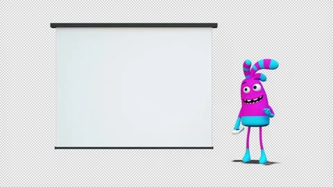 Cartoon Monster Toby presentation board Video Loop and Alfa Channel 库存影片 163334766