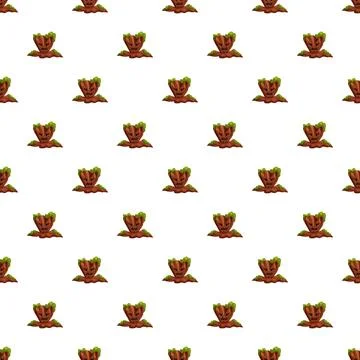 Cartoon monster tree stump repeating pattern for halloween design Stock Illustration