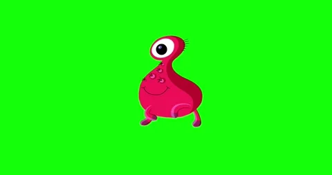 Cartoon monster walking loop isolated greenbox Stock Footage 281923431