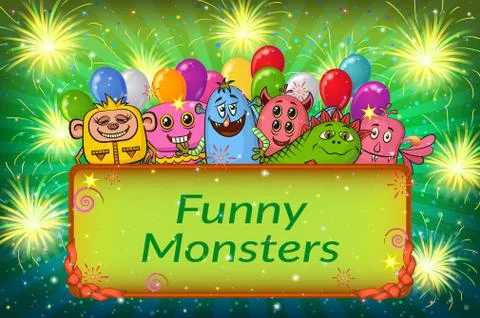 Cartoon Monsters Background Stock Illustration