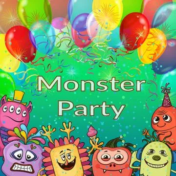 Cartoon Monsters Background Stock Illustration