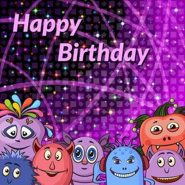 Cartoon Monsters Background Stock Illustration