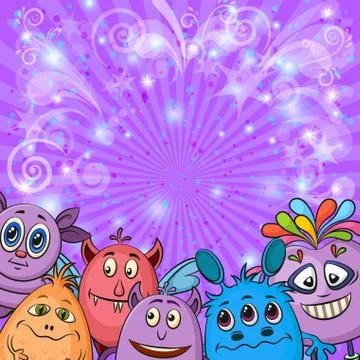 Cartoon Monsters Background Stock Illustration