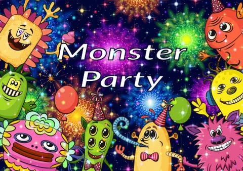 Cartoon Monsters Background Stock Illustration