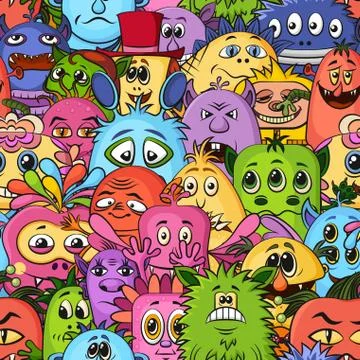 Cartoon Monsters Seamless Stock-Illustration