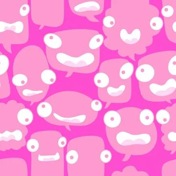 Cartoon monsters seamless text bubble pattern for wrapping paper and fabrics Illustrazione stock