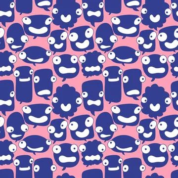 Cartoon monsters seamless text bubble pattern for wrapping paper and fabrics Illustrazione stock