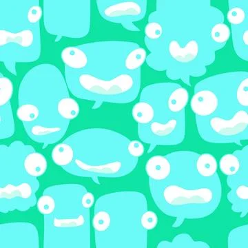 Cartoon monsters seamless text bubble pattern for wrapping paper and fabrics Stock Illustration