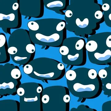Cartoon monsters seamless text bubble pattern for wrapping paper and fabrics Stock Illustration