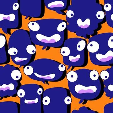 Cartoon monsters seamless text bubble pattern for wrapping paper and fabrics Illustrazione stock