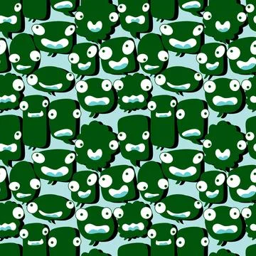Cartoon monsters seamless text bubble pattern for wrapping paper and fabrics Stock Illustration