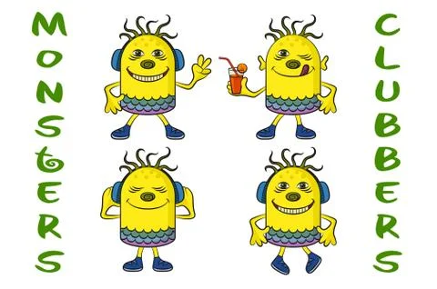 Cartoon Monsters Set Stock Illustration