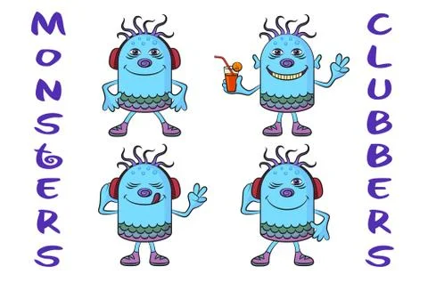 Cartoon Monsters Set Stock Illustration
