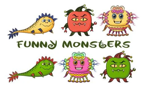 Cartoon Monsters Set Stock Illustration