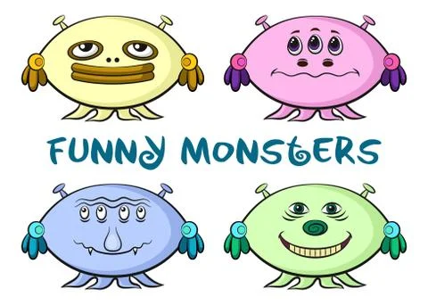 Cartoon Monsters Set Stock Illustration