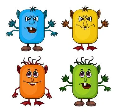 Cartoon Monsters Set Stock Illustration