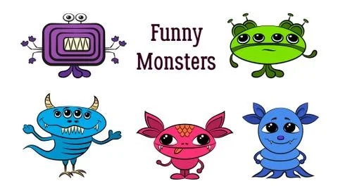 Cartoon Monsters Set Stock Illustration