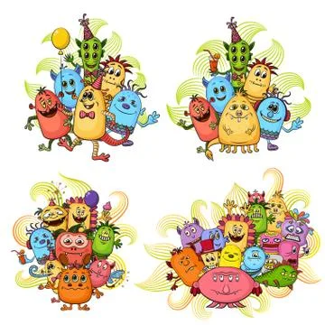 Cartoon Monsters Set Stock-Illustration