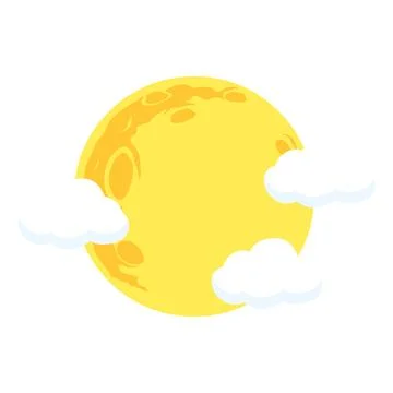 Cartoon Moon with Clouds Illustration Stock Illustration