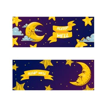 Cartoon moon vector moonlight star character in night sky illustration Ilustração Stock