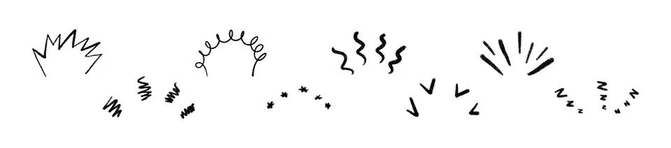 Cartoon motion elements with comic sketch effects. Dynamic movement lines for Stock Illustration