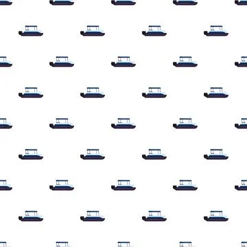 Cartoon motorboat pattern creating seamless marine background Stock Illustration