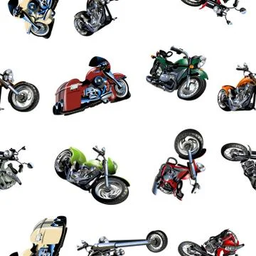 Cartoon Motorcycle seamless pattern Stock Illustration