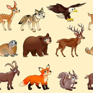 Cartoon mountain animals pattern Stock-Illustration