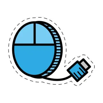 Cartoon mouse cable usb computer Stock Illustration