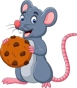 Cartoon mouse holding a cookie Stock Illustration