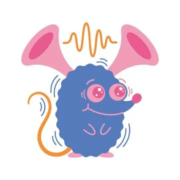 Cartoon Mouse with Megaphone Ears Stock-Illustration