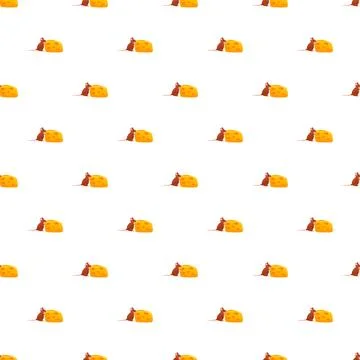 Cartoon mouse playing with yellow cheese pattern Stock Illustration