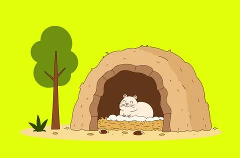 Cartoon Mouse Sleeping in Burrow Illustration
