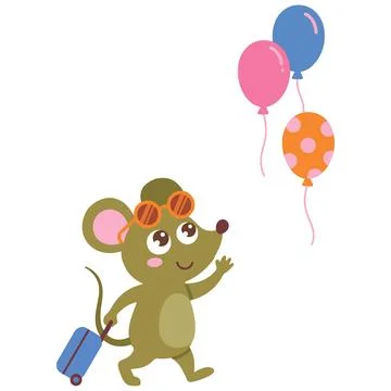 Cartoon Mouse on Vacation Stock Illustration